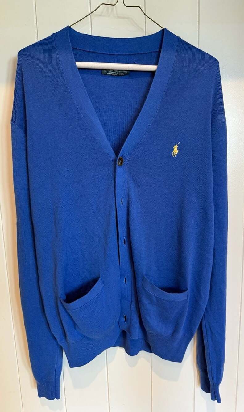 Polo Ralph Lauren Pima Cotton Cardigan Sweater Royal Blue